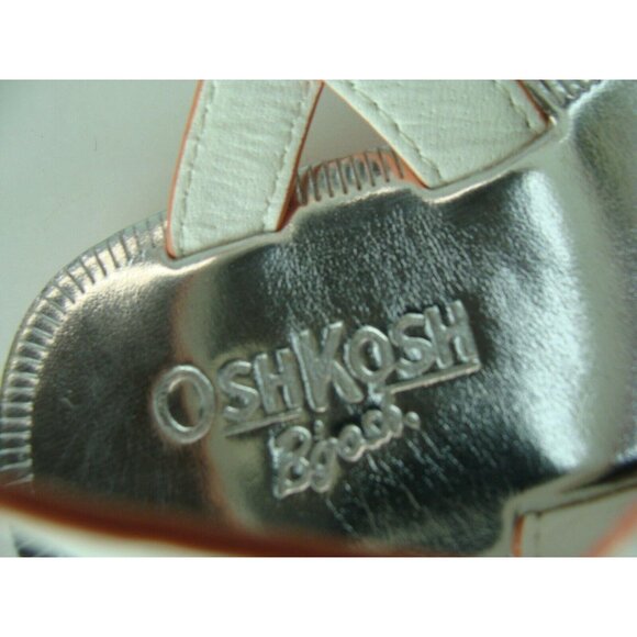 OshKosh Kids White Open-Toe Sandals With Adjustable Straps & Orange Sole - Picture 8 of 9